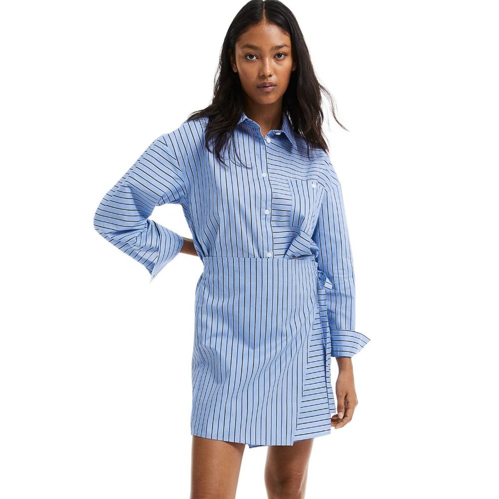 Wrap-skirt Shirt Dress